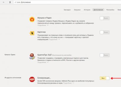 Kaip įjungti skelbimų blokavimą „Yandex Download adblock“ skelbimų blokavimo priemonėje